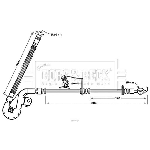 Borg & Beck Brake Hydraulic Hose Line Front Right BBH7764