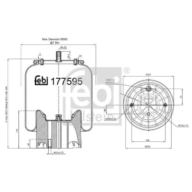 Febi Air Suspension Bellow 300mm 177595