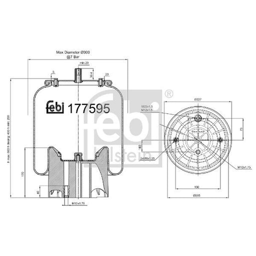 Febi Air Suspension Bellow 300mm 177595