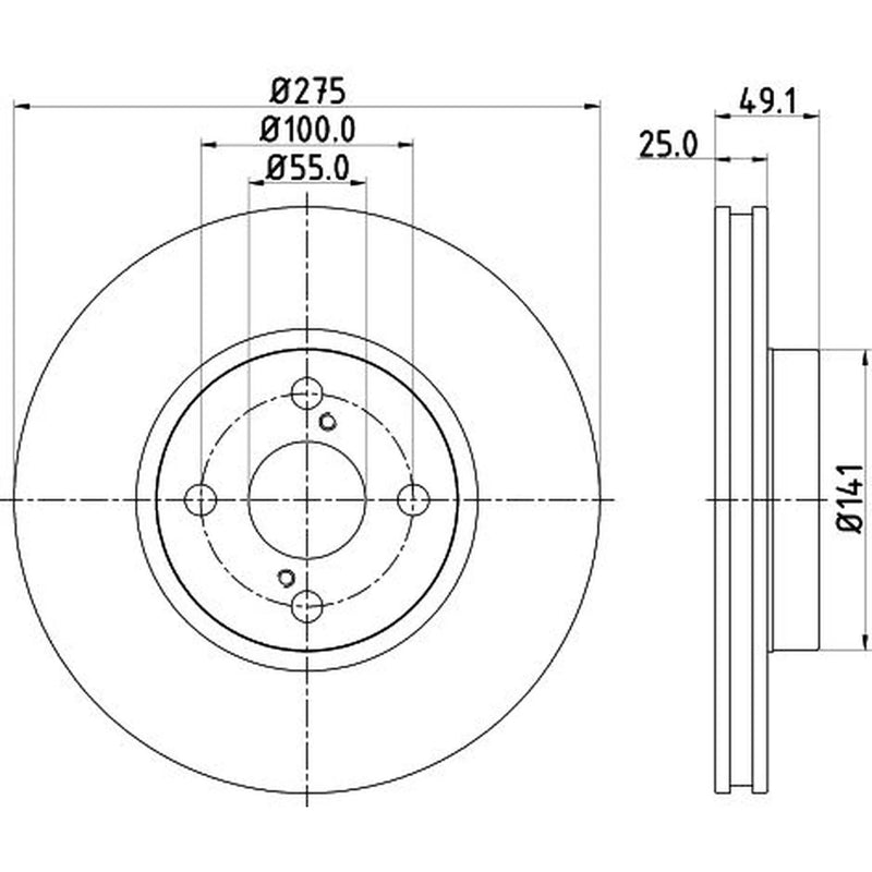 DON 2 x Externally Vented Front Brake Discs PCD12632