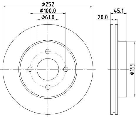 MINTEX Brake Disc Front Internally Vented 252mm Outer Diameter For Nissan Almera MINTEX - Town Parts