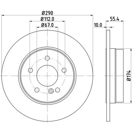 DON 2 x Solid Rear Brake Discs PCD10712