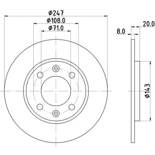 DON 2 x Solid Rear Brake Discs PCD16902
