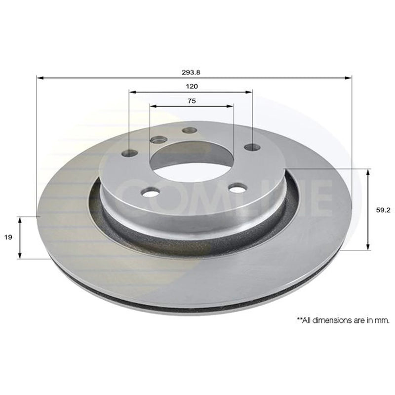 Comline 2 x Internally Vented Rear Brake Discs ADC1723V