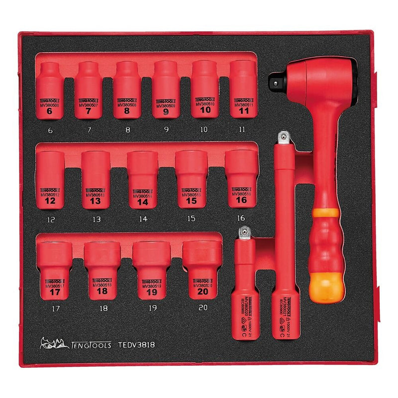Teng Tools Insulated Socket Set FOAM2 18 Pieces