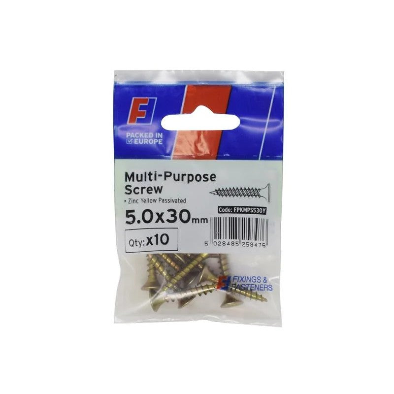 ForgeFix Multi-Purpose Pozi Screw CSK ST ZYP 5.0 x ForgePack 10 30-100mm