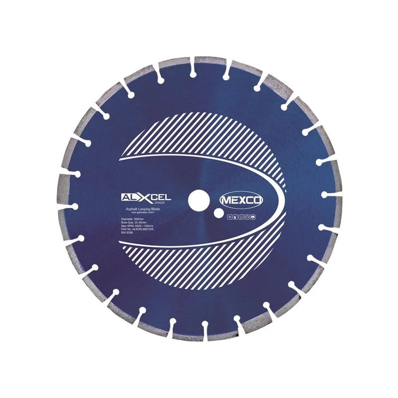 MEXCO Asphalt Looping Diamond Blade 350 x 25.4mm x 10mm Width - ALXCEL3501025