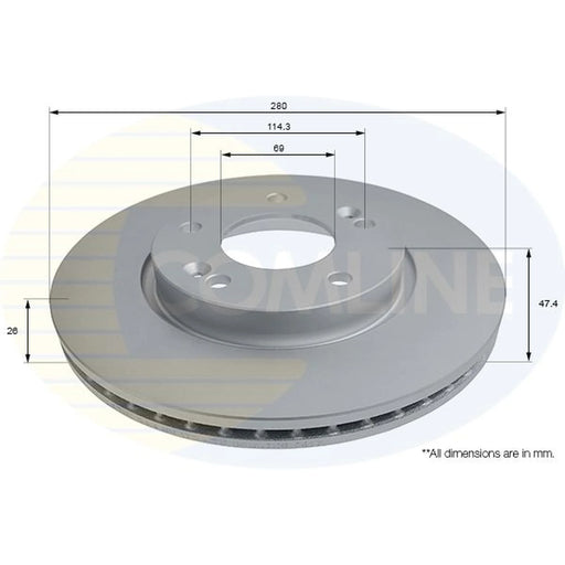Comline 2 x Front Brake Discs ADC2824V