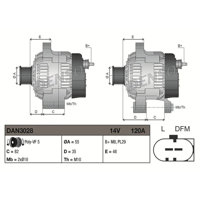 Denso Car Alternator 12V DAN3028