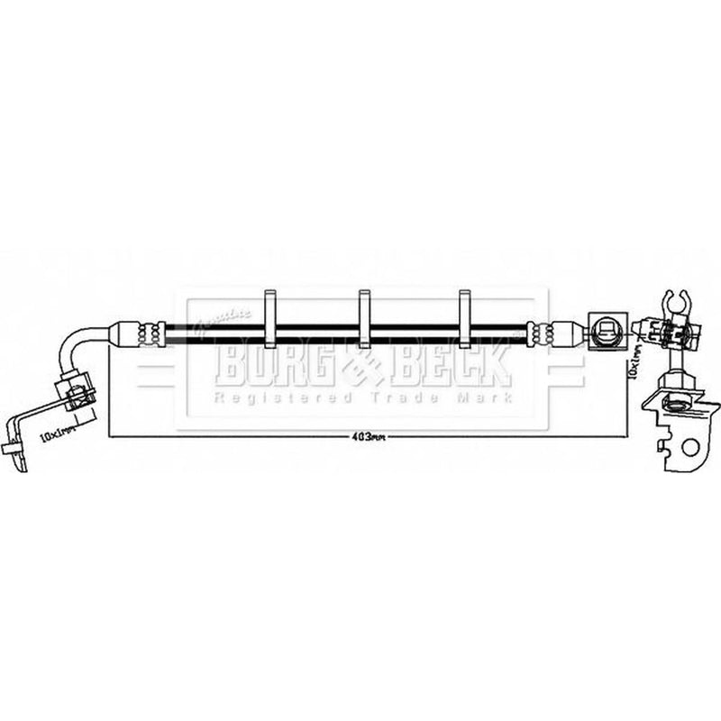 Borg & Beck Brake Hydraulic Hose Line Front Left BBH8278