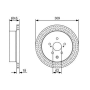 Bosch 2 x Vented Rear Brake Discs 0 986 479 T57