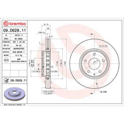 Brembo 2 x Internally Vented Front Brake Discs 09.D628.11