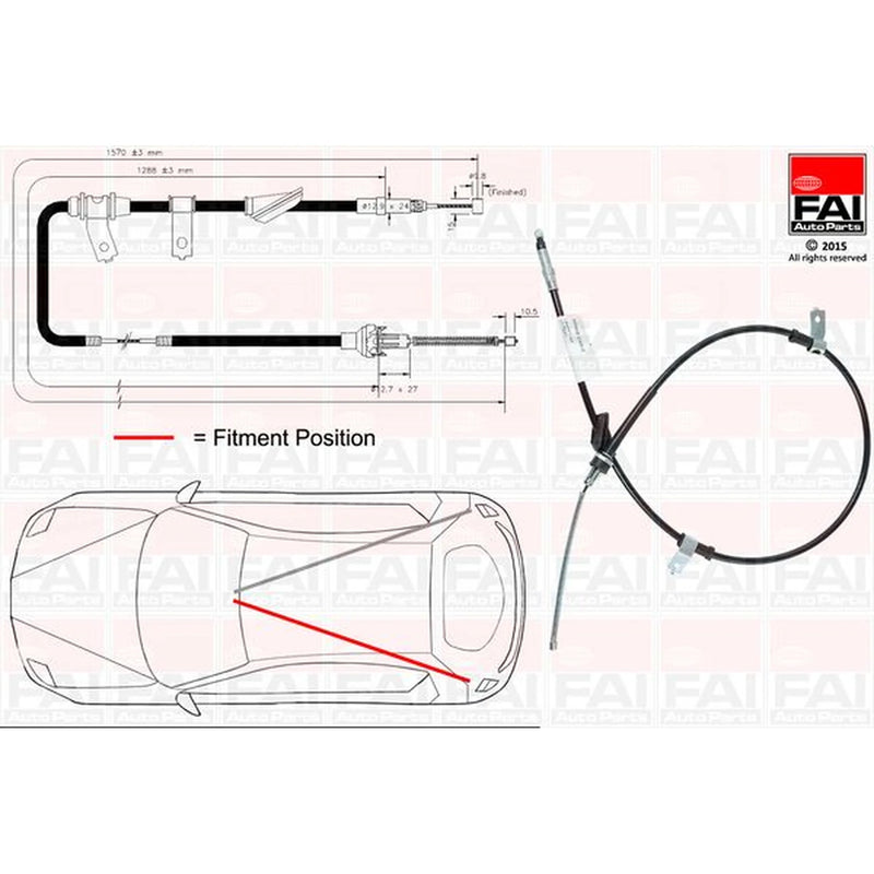 FAI Handbrake Cable Left Rear FBC0102