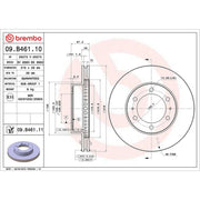 Brembo 2 x Internally Vented Front Brake Discs 09.B461.11