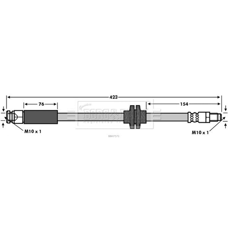 Borg & Beck Brake Hydraulic Hose Line Front Left BBH7571