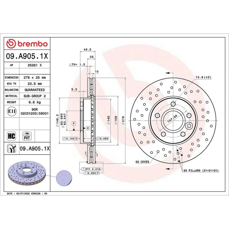 Brembo Xtra 2 x / Front Brake Discs 09.A905.1X