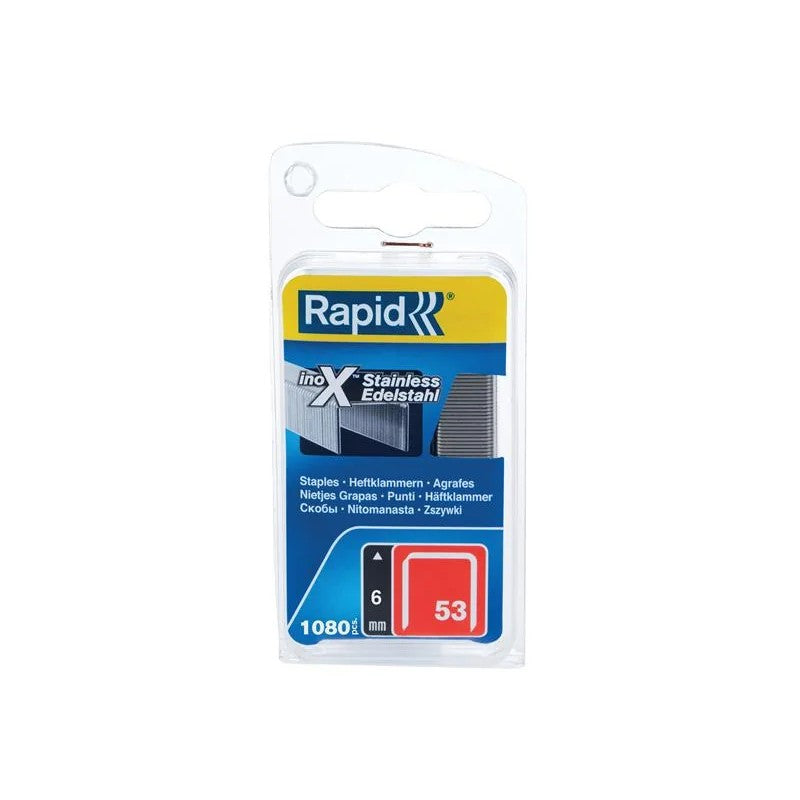 Rapid 53/6B 6mm Stainless Steel Fine Wire Staples (Box 1080) - 40109509