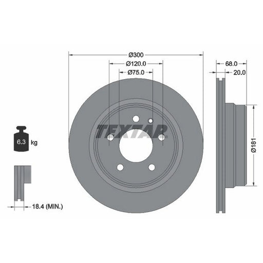 Textar 2 x Externally Vented Rear Brake Discs 92042700