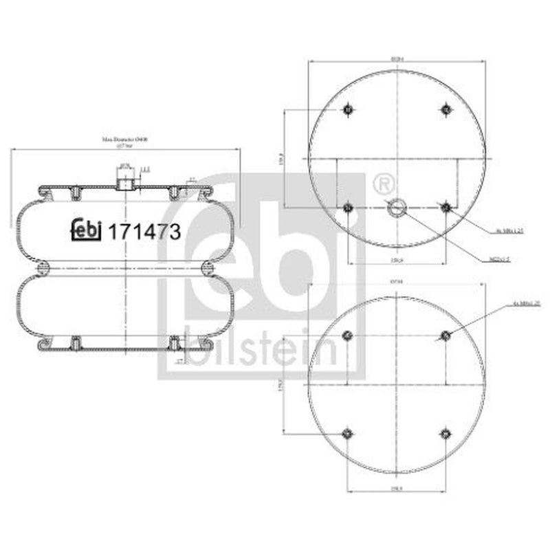 Febi Air Suspension Bellow non-steered trailing axle 171473