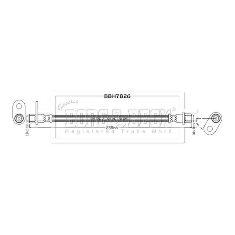 Borg & Beck Brake Hydraulic Hose Line Rear BBH7826