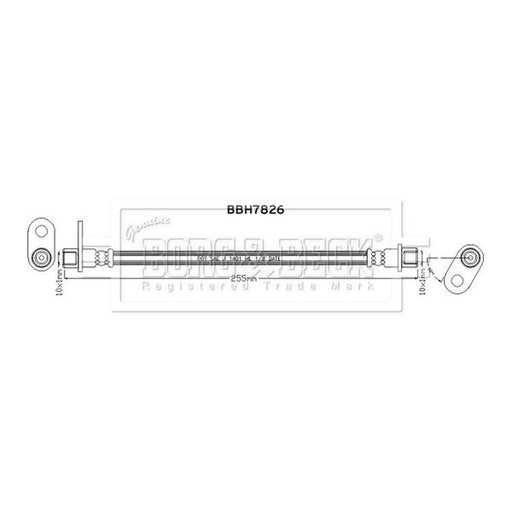 Borg & Beck Brake Hydraulic Hose Line Rear BBH7826