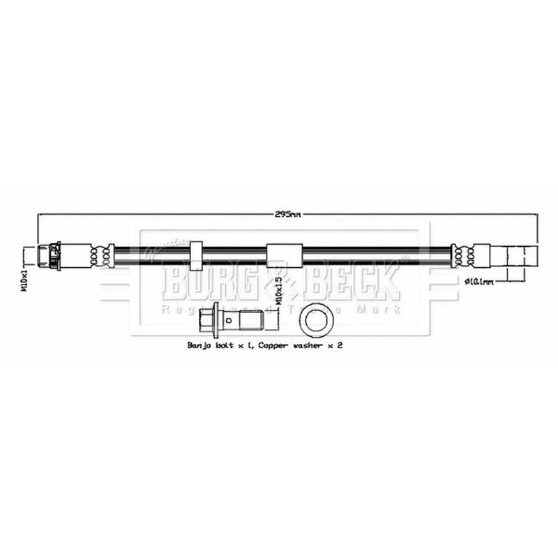 Borg & Beck Brake Hydraulic Hose Line Rear Left BBH8784