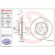 Brembo 2 x Internally Vented Front Brake Discs 09.D710.11