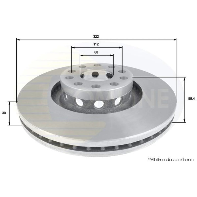 Comline 2 x Internally Vented Front Brake Discs ADC1435V