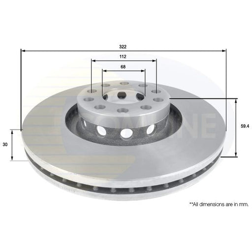 Comline 2 x Internally Vented Front Brake Discs ADC1435V