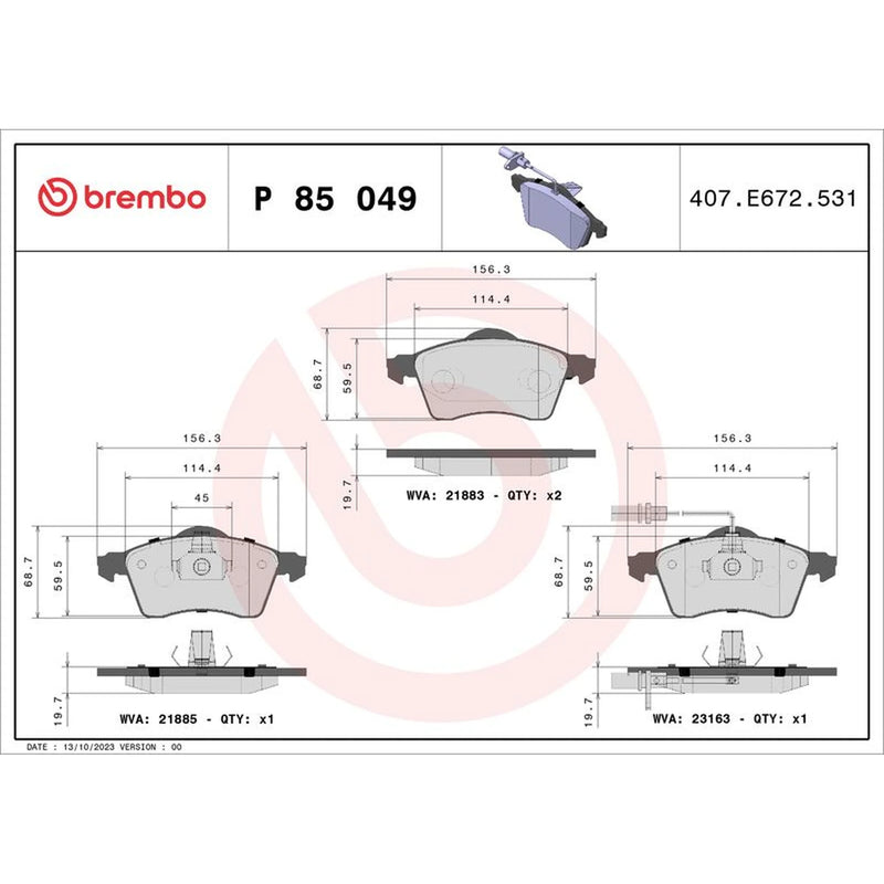 Brembo Front Brake Pad Set P85049