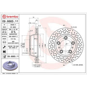Brembo 2 x Perforated/Vented Rear Brake Discs 09.6665.11