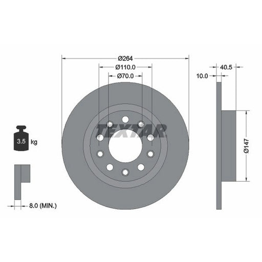 Textar 2 x Solid Rear Brake Discs 92230203
