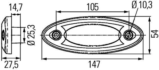 Hella 2PG 344 690-307 End Outline Marker Light