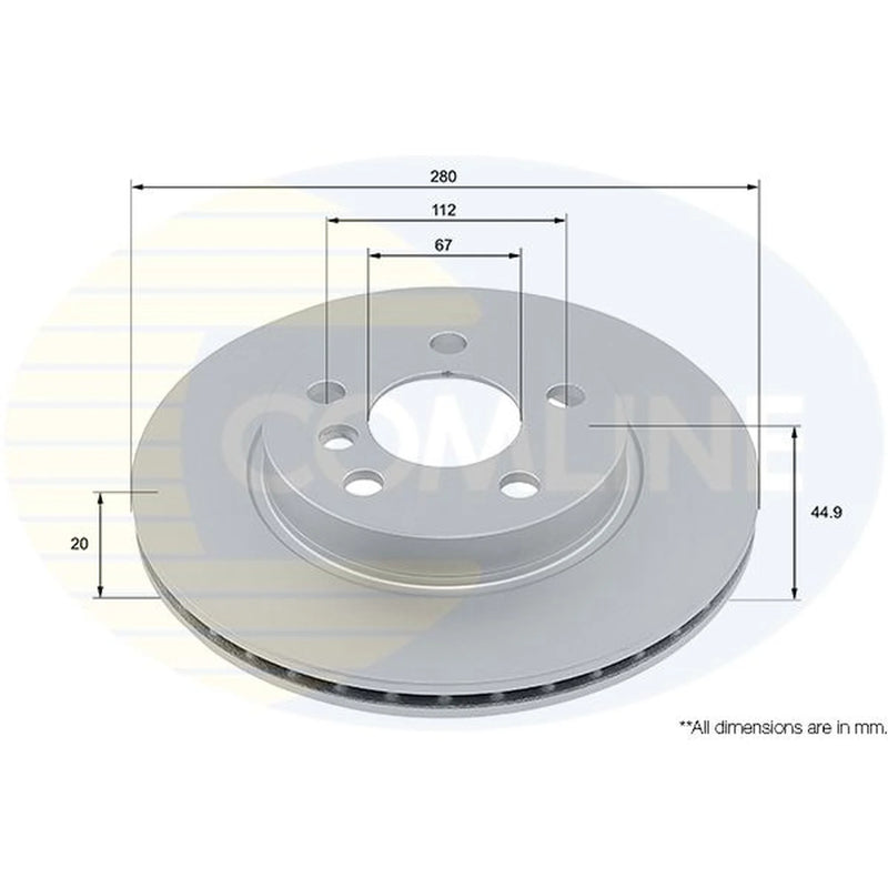Comline 2 x Internally Vented Front Brake Discs ADC5028V