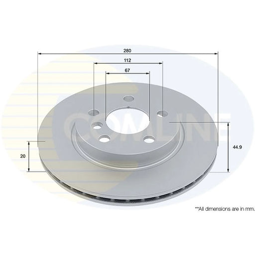 Comline 2 x Internally Vented Front Brake Discs ADC5028V