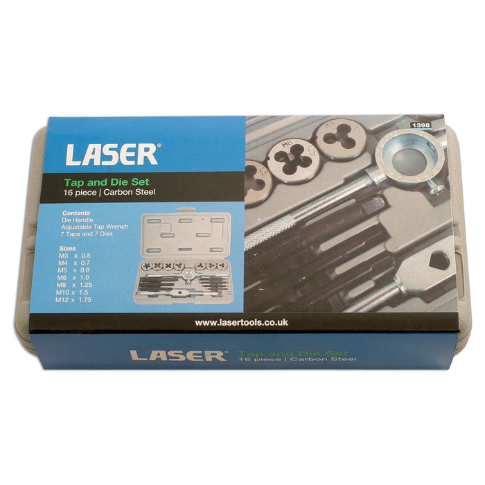 Laser Metric Tap & Die Set 16pc 1398 Laser  - Town Parts