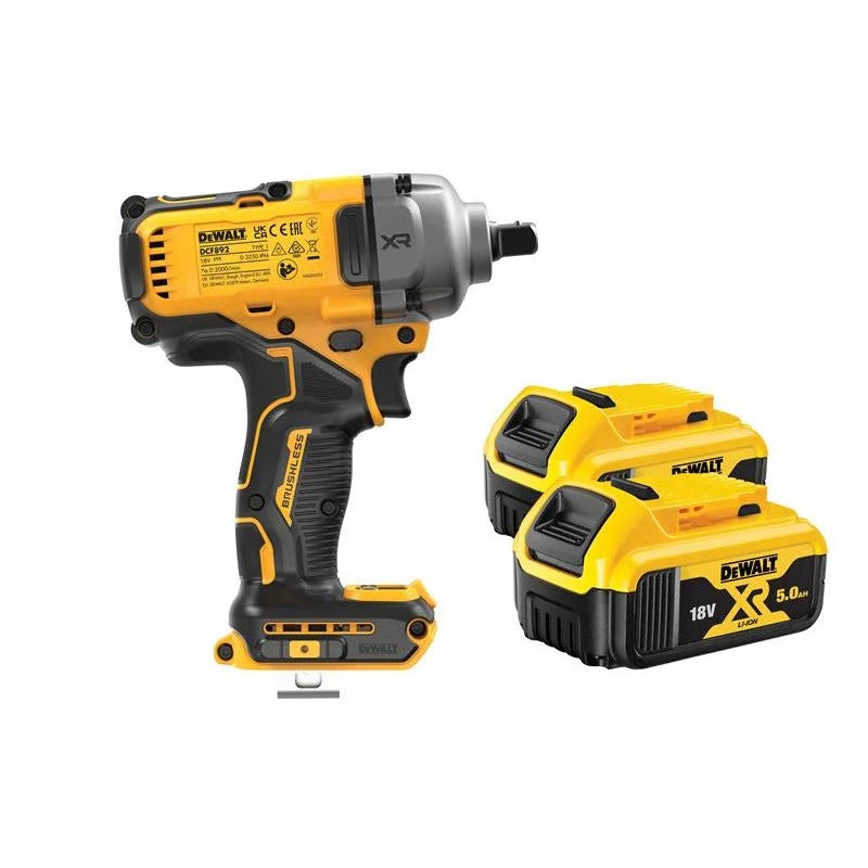 DEWALT Power Tools DCF892P2T XR BL High Torque 1/2in Impact Wrench 18V 2 x 5.0Ah
