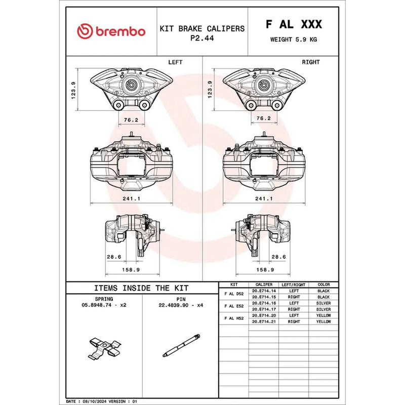 Brembo 2 x Brake Caliper Assembly Rear FALD52