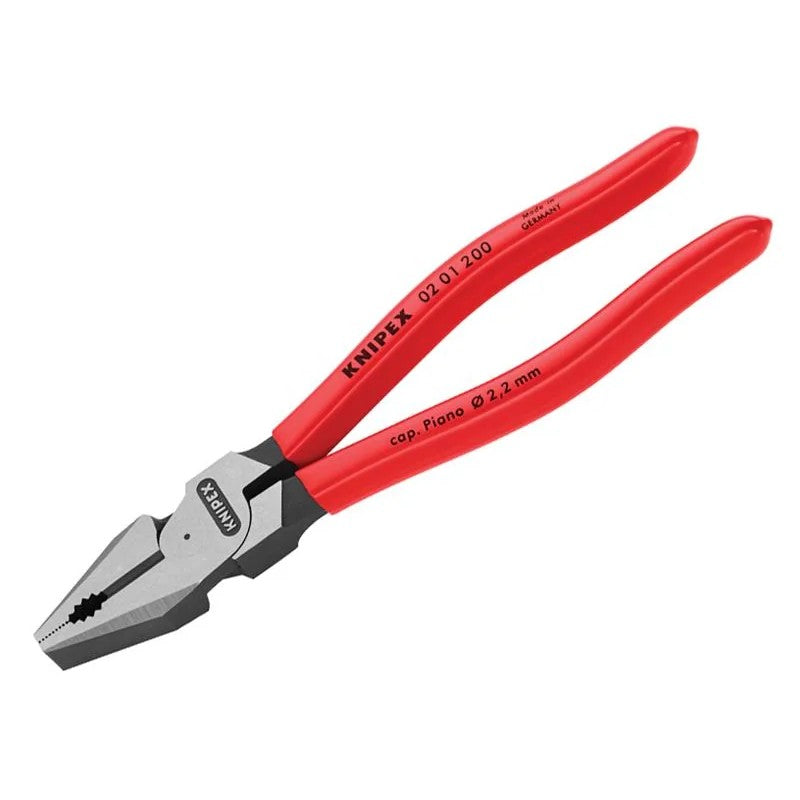 KNIPEX 02 01 200 High Leverage Combination Pliers Plastic Coated Grip 200mm