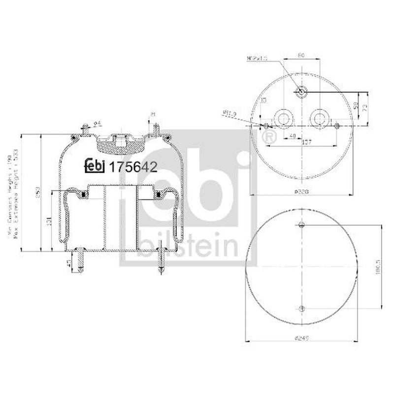 Febi Air Suspension Bellow non-steered leading axle 175642