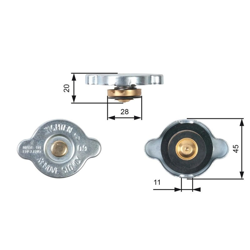 Gates Radiator Expansion Tank Cap bar RC124