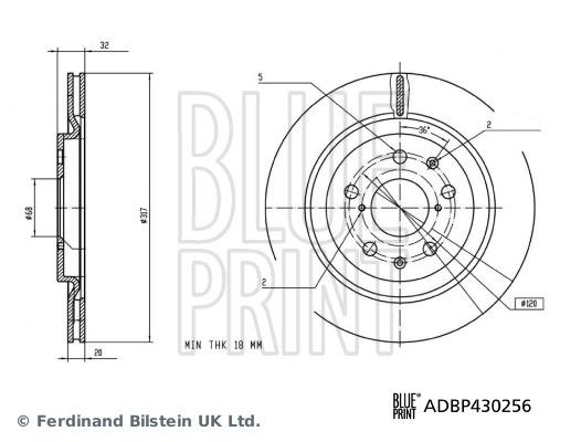 Blue Print 2 x Brake Disc Set Internally Vented Rear