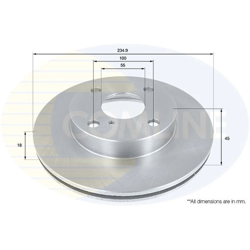 Comline 2 x Internally Vented Front Brake Discs ADC0407V
