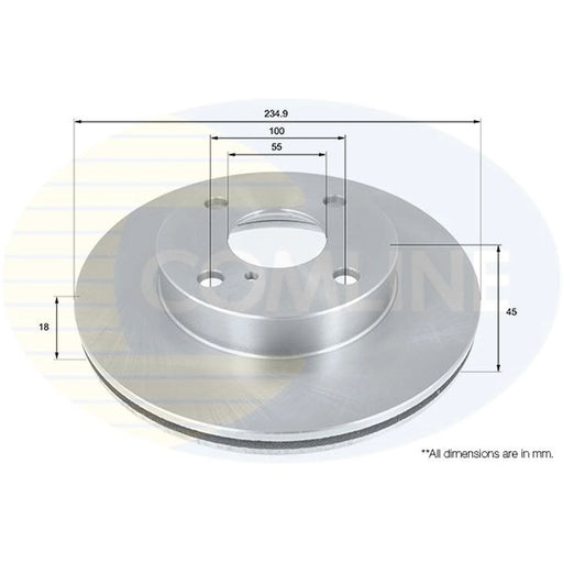 Comline 2 x Internally Vented Front Brake Discs ADC0407V