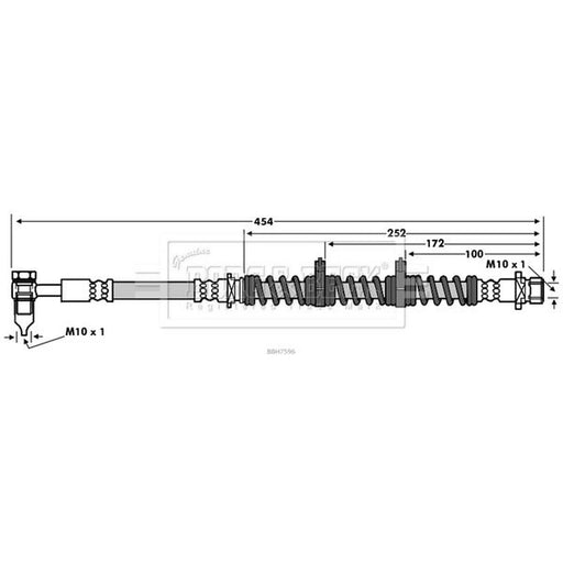 Borg & Beck Brake Hydraulic Hose Line Front Right BBH7596