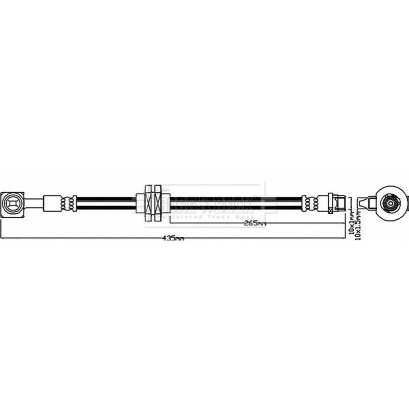 Borg & Beck Brake Hydraulic Hose Line Front Left BBH8368