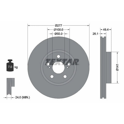 Textar 2 x Front Brake Discs 92135503