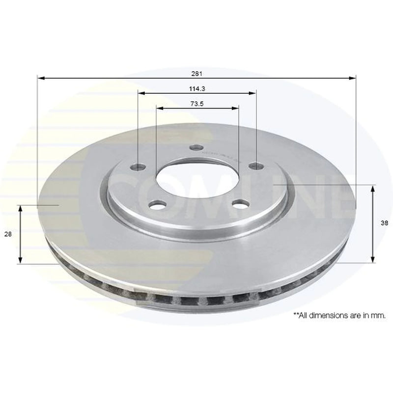 Comline 2 x Front Brake Discs ADC2304V