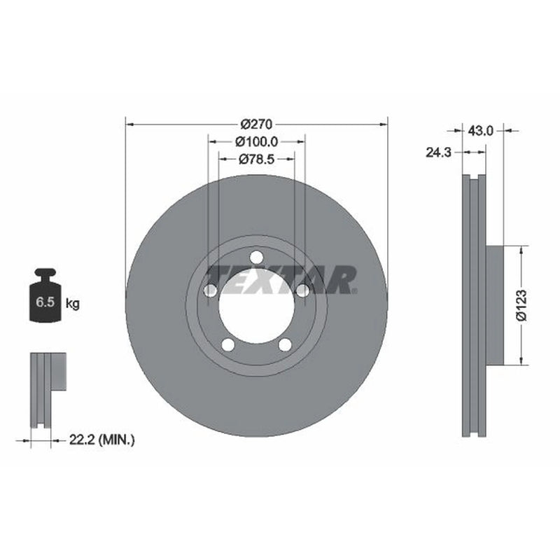 Textar 2 x Vented Front Brake Discs 92088200