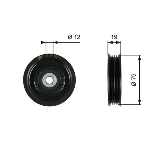 Gates V-Ribbed Belt Tensioner Pulley 79mm OD Wide T39184